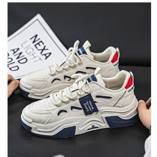 Men's Breathable Small White Shoes Thick Soled Sports Casual Board Shoes Skateboarding