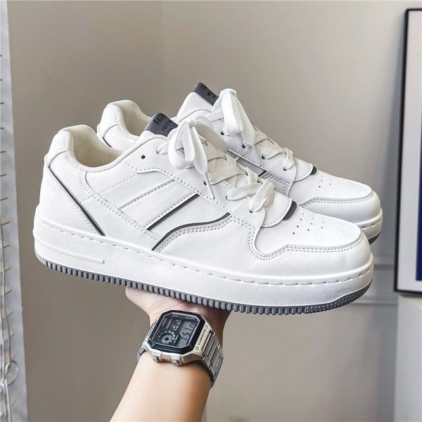Men's Front Lace-Up Breathable Small White Shoes Platform Sports Casual Board Shoes Skateboarding