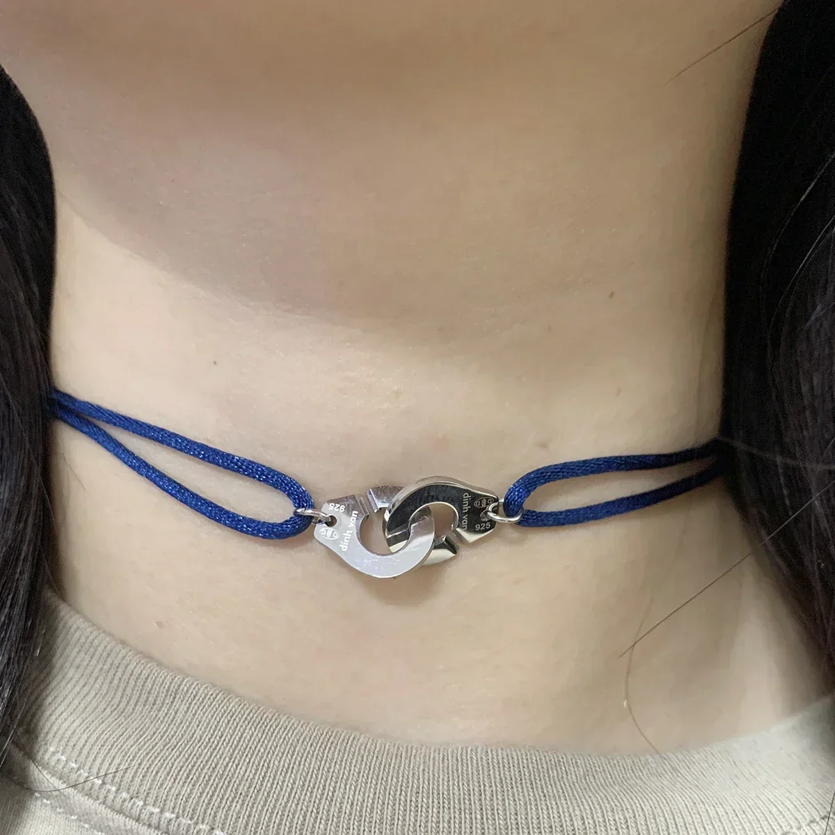 High Quality Stainless Steel Handcuff Les Menottes Pendant Necklace With Adjustable Rope For Men Women France Bijoux Collier