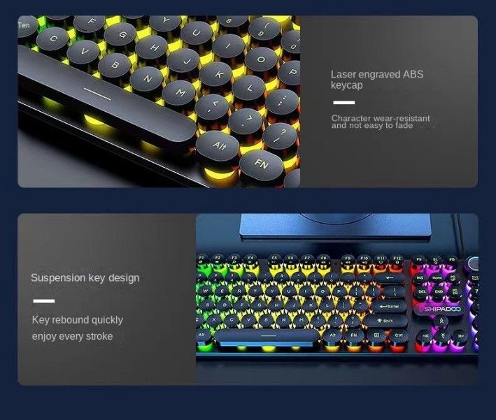 104key  Ultra Thin Silent Gaming Notebook Light Office Mechanical Feel Wired Keyboard