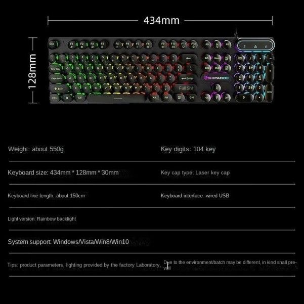 104key  Ultra Thin Silent Gaming Notebook Light Office Mechanical Feel Wired Keyboard