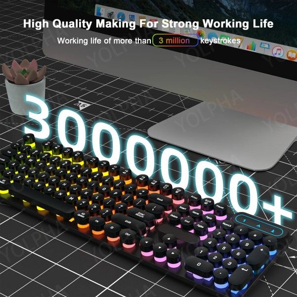 104key  Ultra Thin Silent Gaming Notebook Light Office Mechanical Feel Wired Keyboard