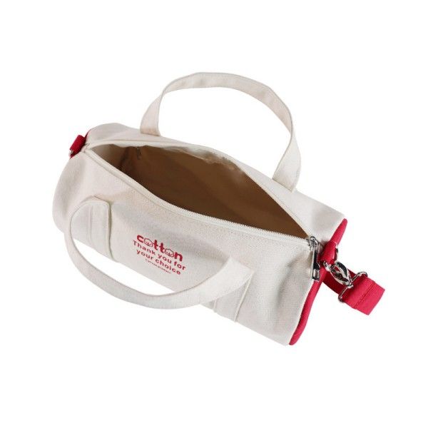 Canvas Travel Bag, Single-Shoulder Crossbody Cylindrical Fitness Small Color-Blocking Travel Bag