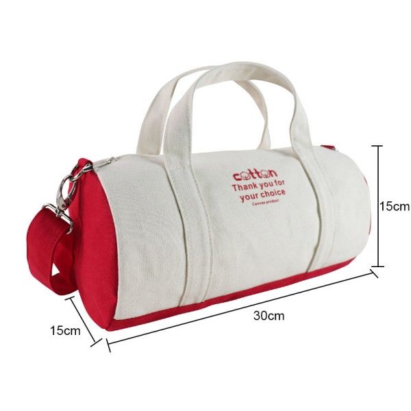 Canvas Travel Bag, Single-Shoulder Crossbody Cylindrical Fitness Small Color-Blocking Travel Bag