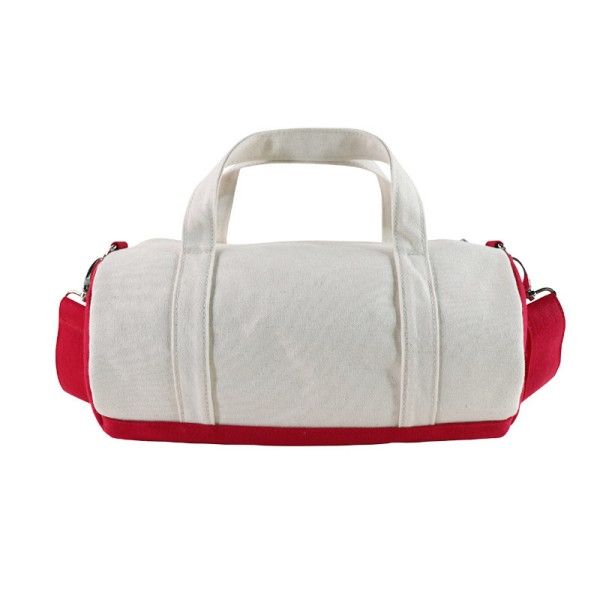 Canvas Travel Bag, Single-Shoulder Crossbody Cylindrical Fitness Small Color-Blocking Travel Bag