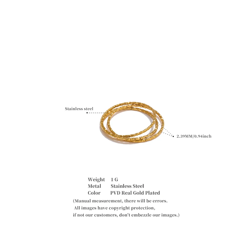 Minimalist Stainless Steel Layered Circle Stacked Ring 18K Gold Plated Thin Finger Jewelry Basic Style Wholesale