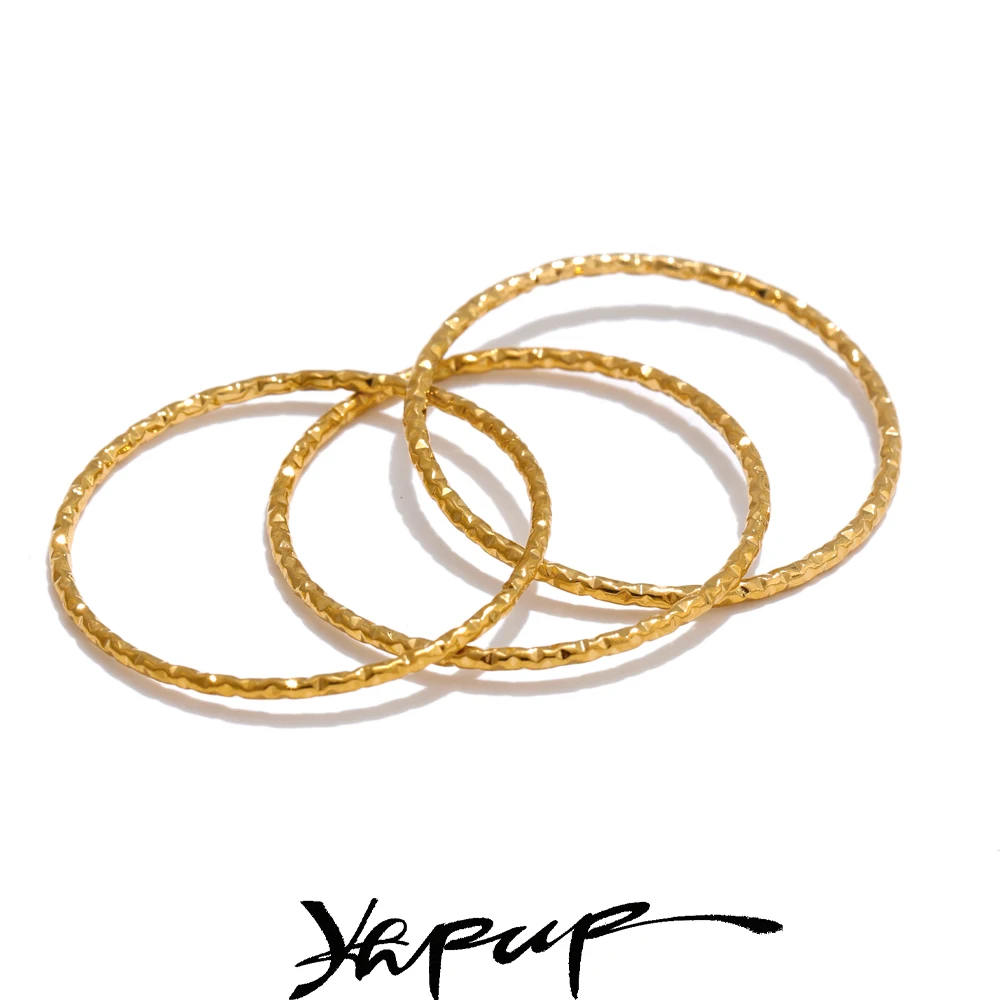 Minimalist Stainless Steel Layered Circle Stacked Ring 18K Gold Plated Thin Finger Jewelry Basic Style Wholesale