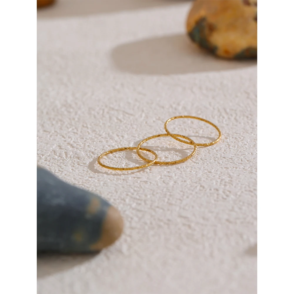 Minimalist Stainless Steel Layered Circle Stacked Ring 18K Gold Plated Thin Finger Jewelry Basic Style Wholesale