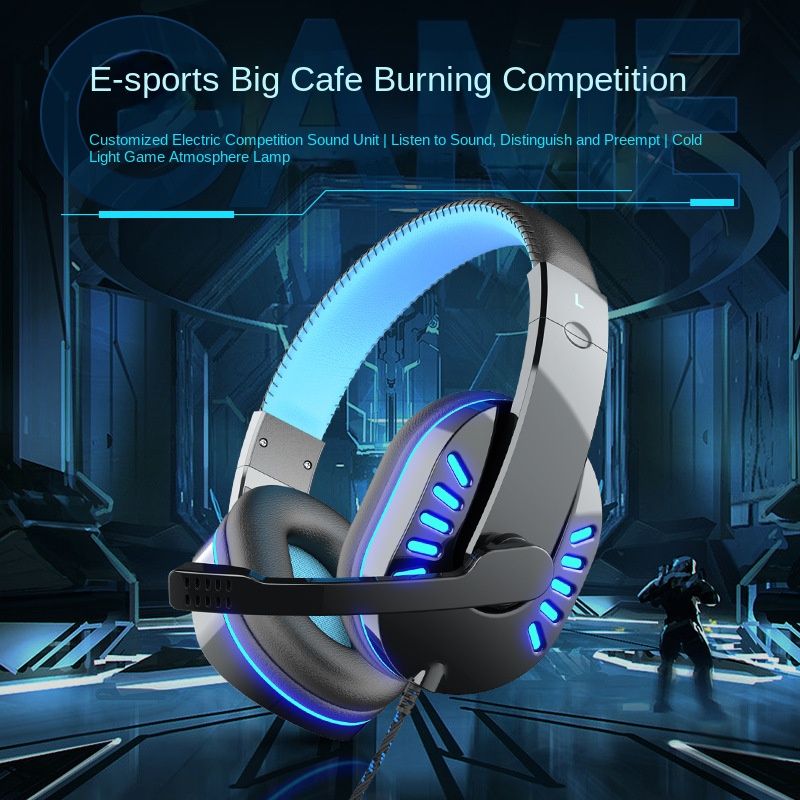 Wired Desktop Computer Ps5 Earphones, Illuminated Gaming Headset, E-Sports Headset, Chicken Eating Earphone  Wired Earphones