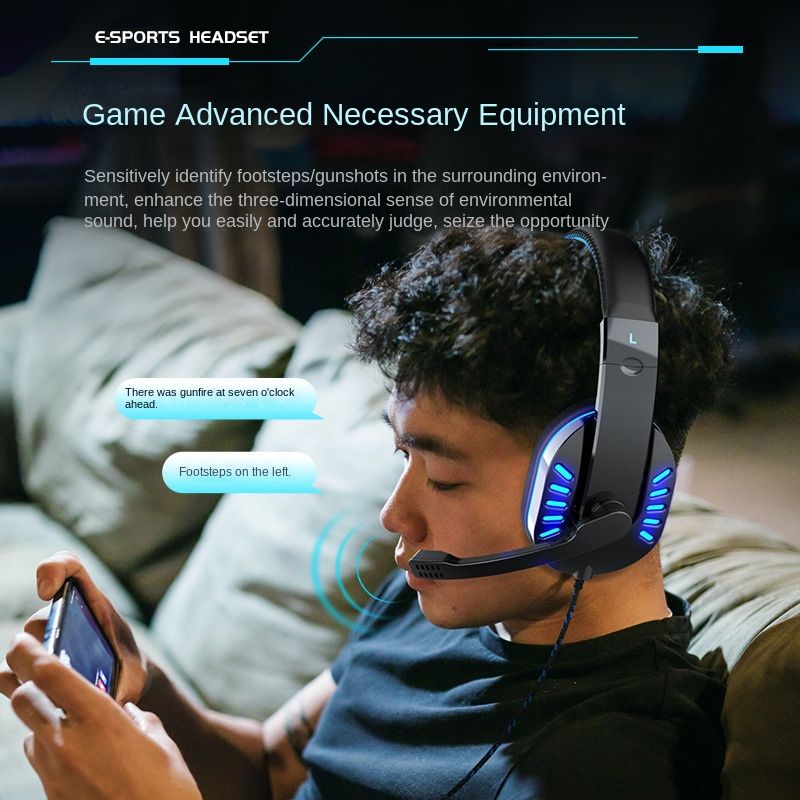 Wired Desktop Computer Ps5 Earphones, Illuminated Gaming Headset, E-Sports Headset, Chicken Eating Earphone  Wired Earphones