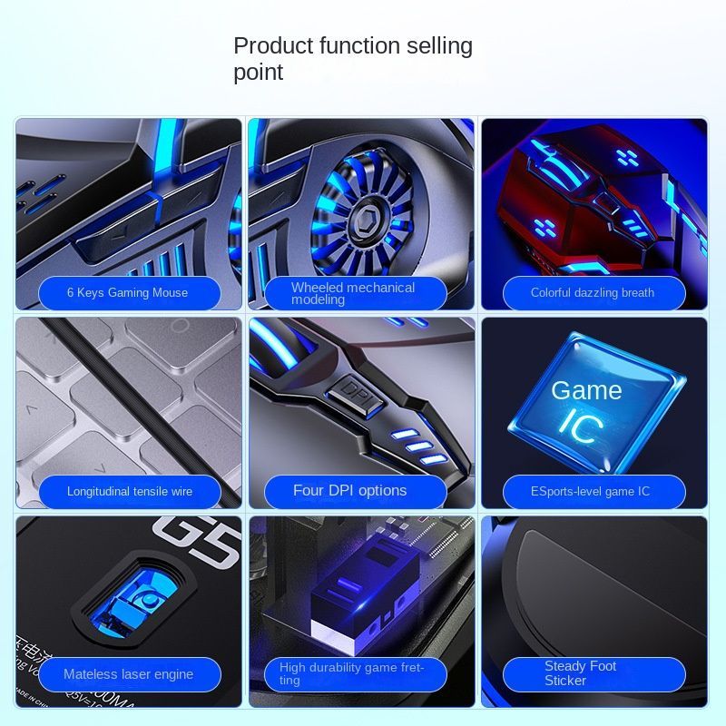 Silver Carving G5 Wired Mouse, Illuminated Gaming, E-Sports, Mechanical, Silent Computer Accessories Mice