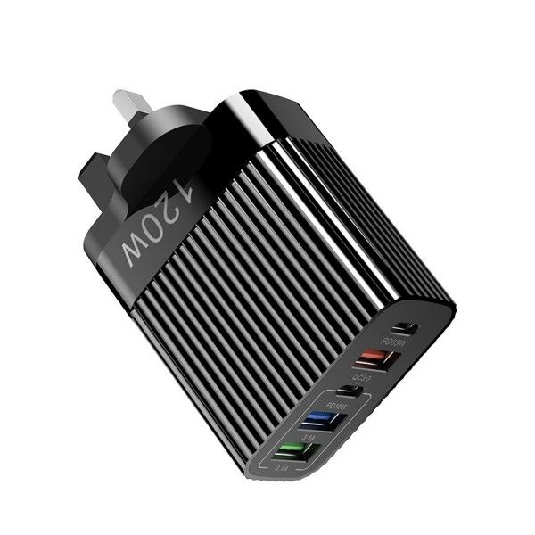 Stripe 2pd+3u Multi-Port Charger Qc3.0 Fast Charging 48w Plug For Apple Android Phone Charging Head  Charger Sets