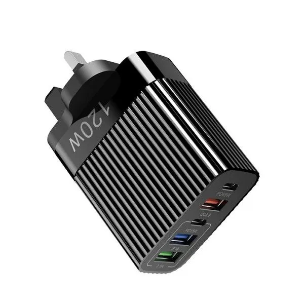 Stripe 2pd+3u Multi-Port Charger Qc3.0 Fast Charging 48w Plug For Apple Android Phone Charging Head  Charger Sets