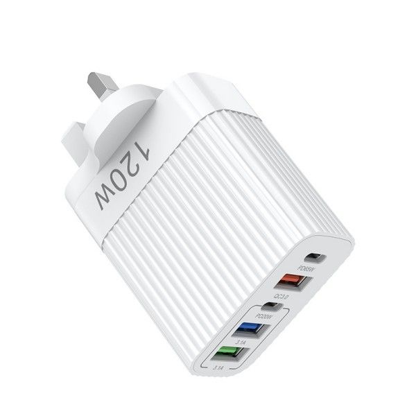 Stripe 2pd+3u Multi-Port Charger Qc3.0 Fast Charging 48w Plug For Apple Android Phone Charging Head  Charger Sets