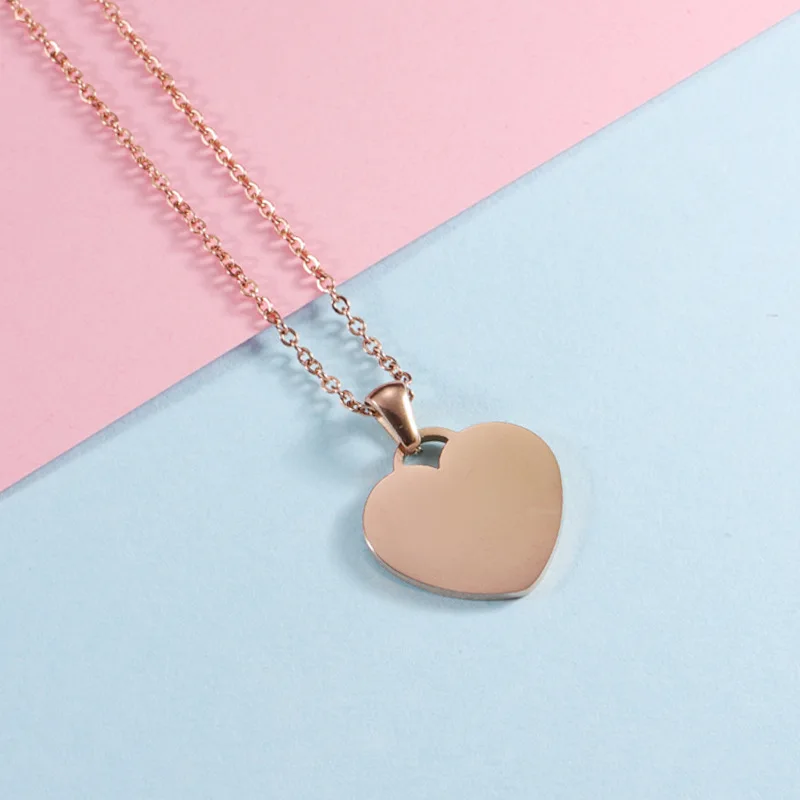 10Piece/lot 20mm 25mm Heart Pendant Necklace Mirror Polished Stainless Steel Chain Necklace For Women Gift