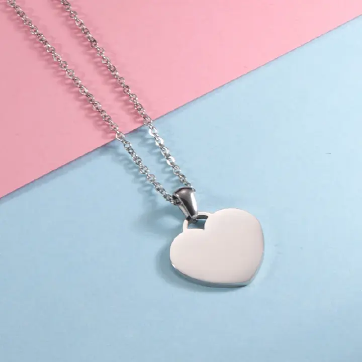10Piece/lot 20mm 25mm Heart Pendant Necklace Mirror Polished Stainless Steel Chain Necklace For Women Gift