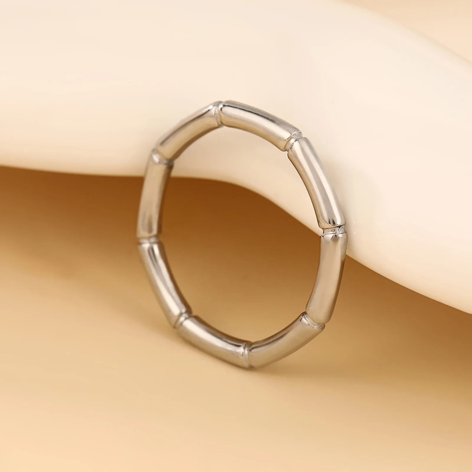 Stainlesss Steel Gold Color Bamboo Joint Ring Women Minimalist Trendy Finger Rings Waterproof Jewelry Wedding Gift Wholesale