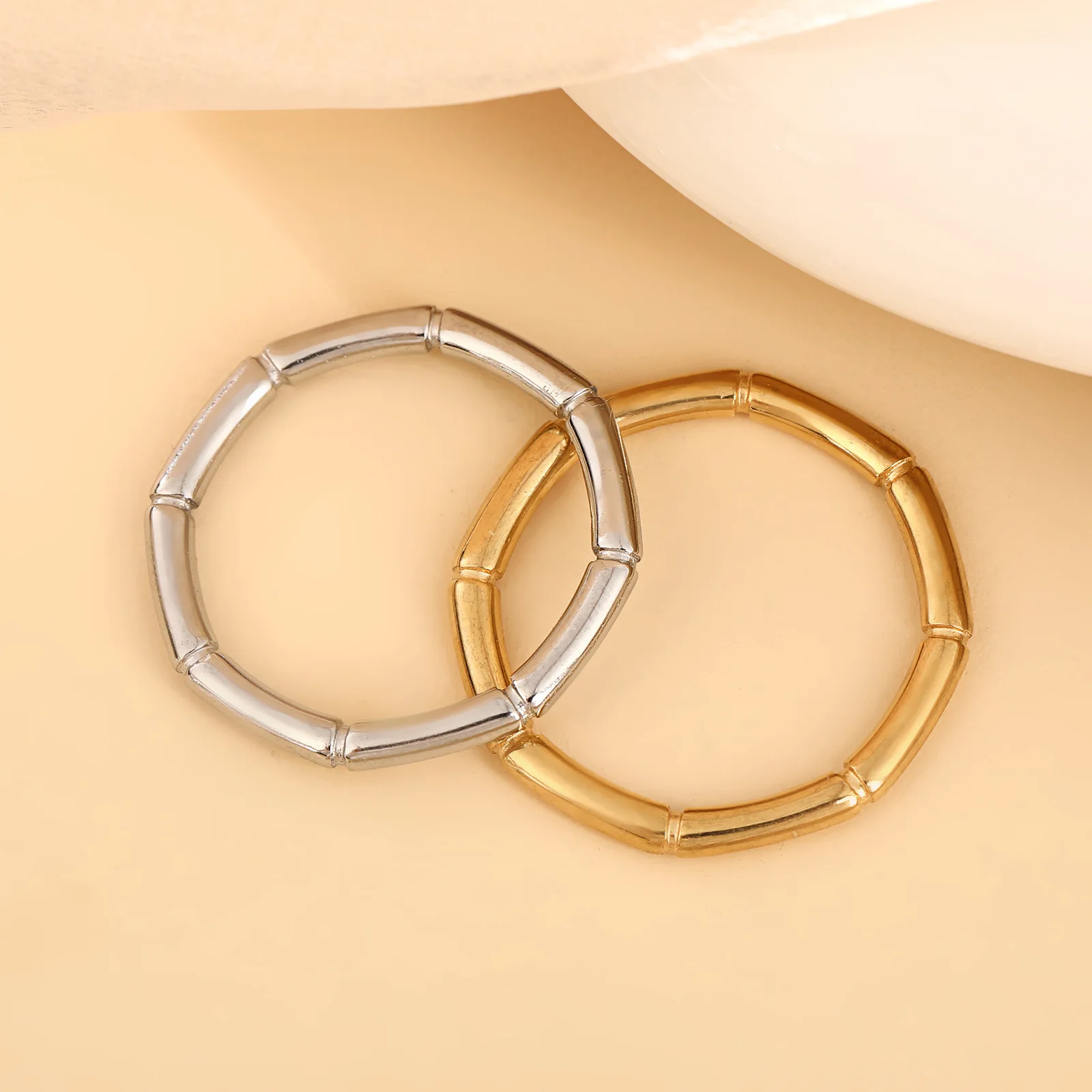 Stainlesss Steel Gold Color Bamboo Joint Ring Women Minimalist Trendy Finger Rings Waterproof Jewelry Wedding Gift Wholesale