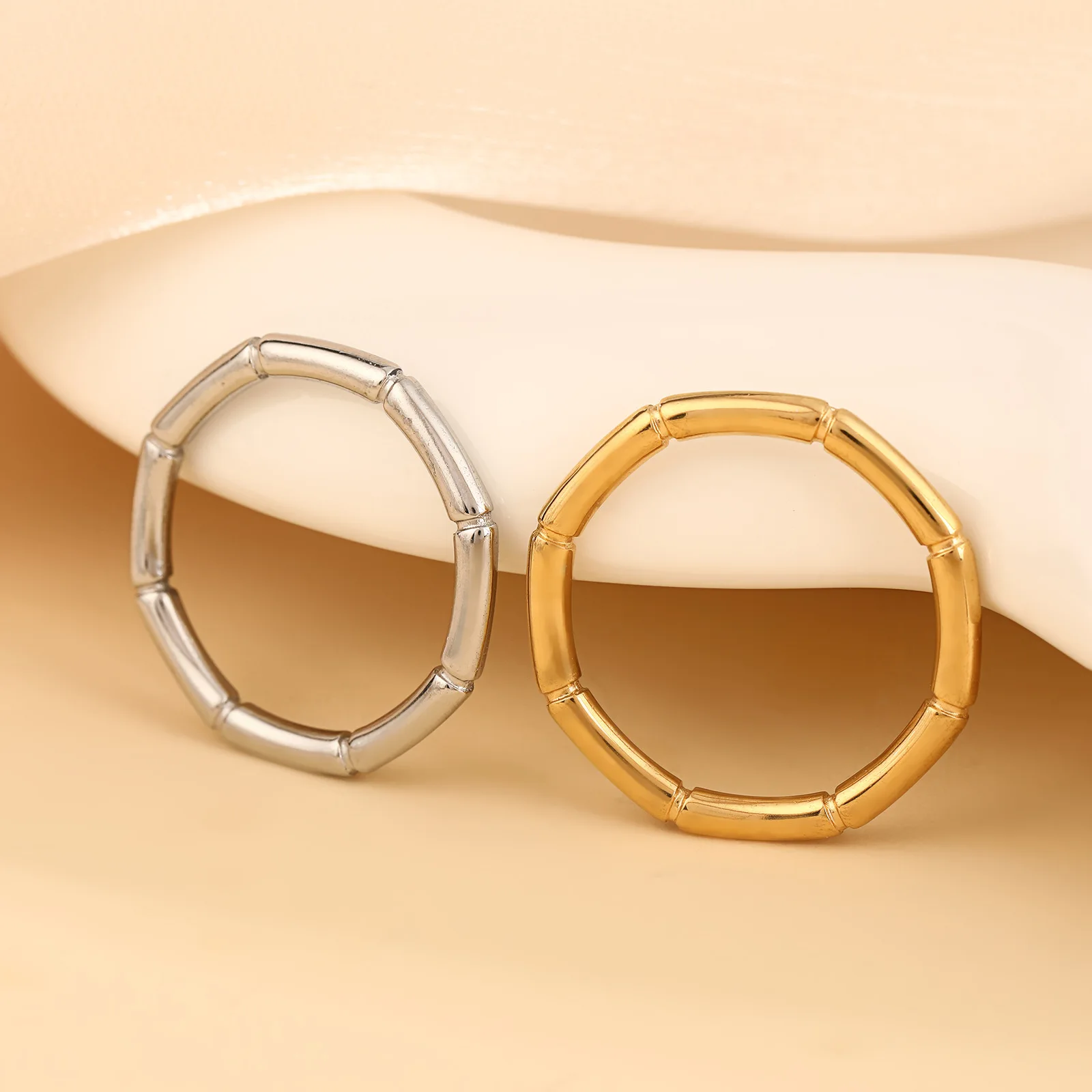 Stainlesss Steel Gold Color Bamboo Joint Ring Women Minimalist Trendy Finger Rings Waterproof Jewelry Wedding Gift Wholesale