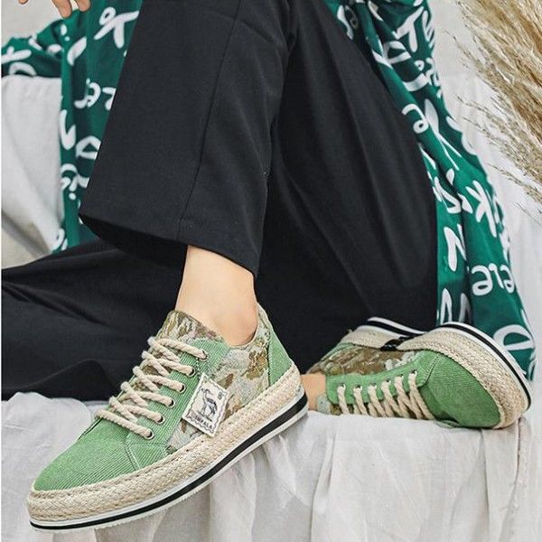 Men's Wear-Resistant Non-Slip Breathable Linen Canvas Low-Top Sports Casual Board Shoes