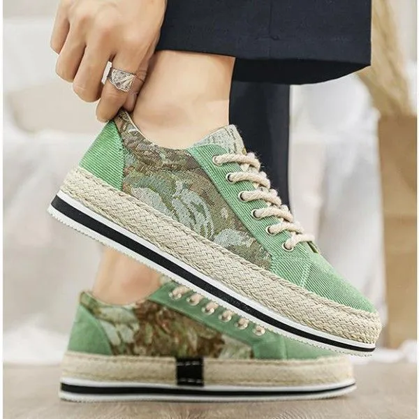 Men's Wear-Resistant Non-Slip Breathable Linen Canvas Low-Top Sports Casual Board Shoes