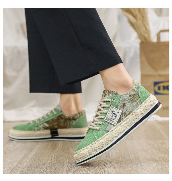 Men's Wear-Resistant Non-Slip Breathable Linen Canvas Low-Top Sports Casual Board Shoes