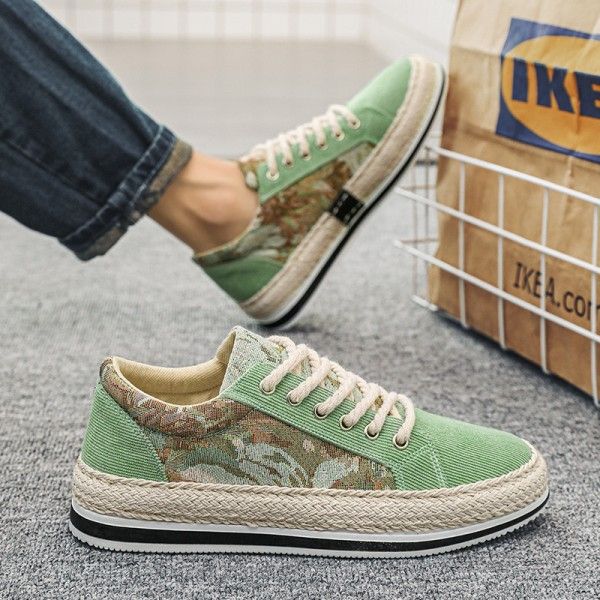 Men's Wear-Resistant Non-Slip Breathable Linen Canvas Low-Top Sports Casual Board Shoes