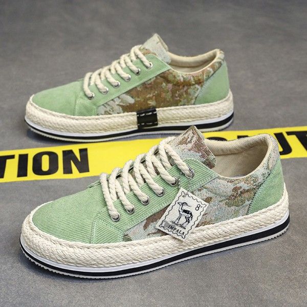 Men's Wear-Resistant Non-Slip Breathable Linen Canvas Low-Top Sports Casual Board Shoes