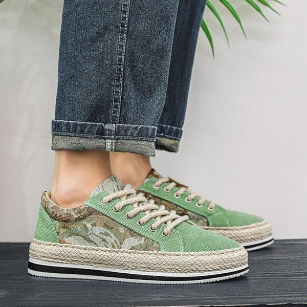 Men's Wear-Resistant Non-Slip Breathable Linen Canvas Low-Top Sports Casual Board Shoes