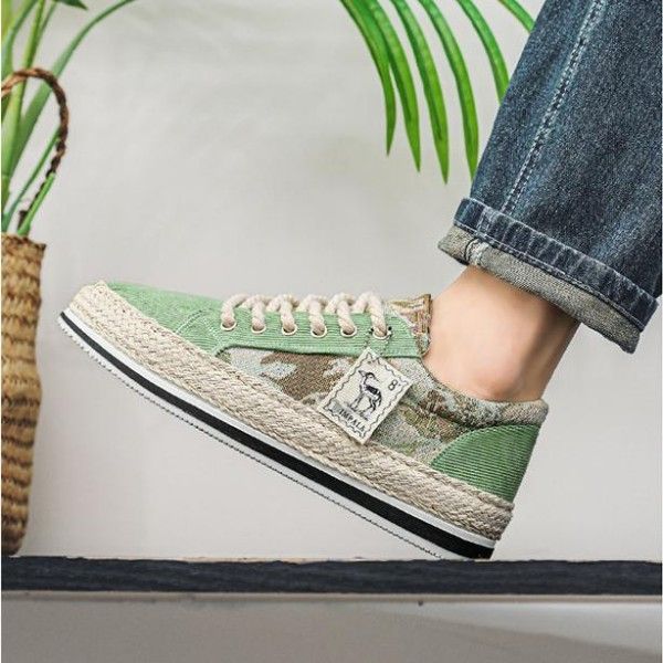 Men's Wear-Resistant Non-Slip Breathable Linen Canvas Low-Top Sports Casual Board Shoes