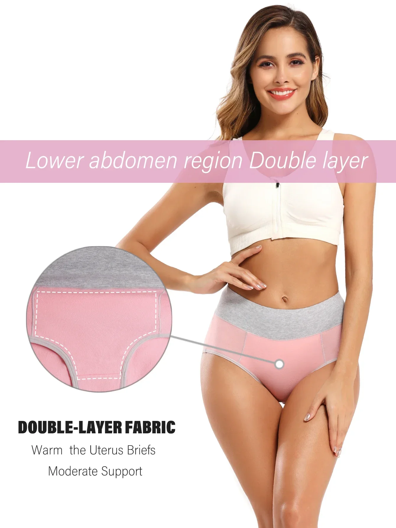 4pcWomen Soft Cotton Panties Abdominal Surgery Recovery Briefs Ladies High Cut Full Coverage Underpants Plus Size Underwear