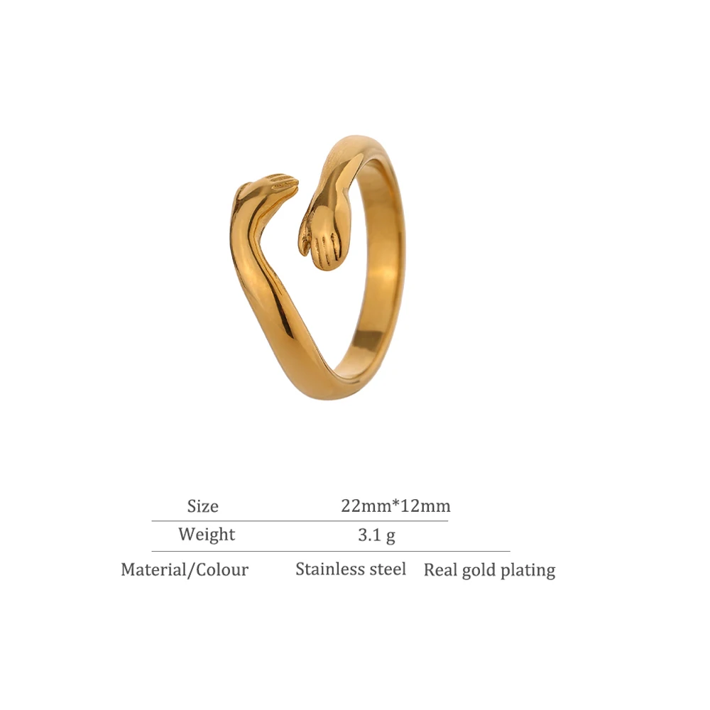 Yhpup New Design Embrace Ring Stainless Steel Jewelry Women 18 K Plated Metal Texture Gold Occident Accessories кольцо женское