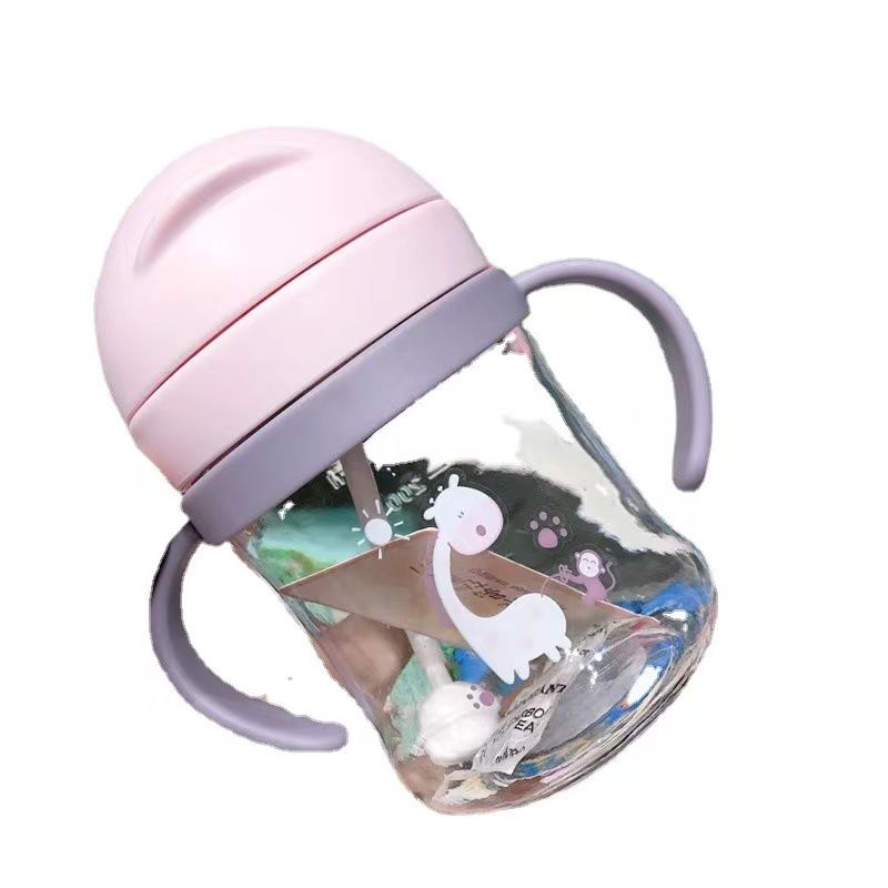 Children's Drinking Cup 250ml With Straw Measuring Handle Bpa-Free Plastic Sippy Cup Feeding