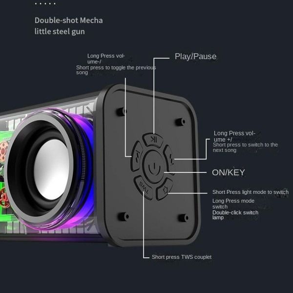Transparent Mecha Double Sound High Sound Quality Wireless Bluetooth Audio Dazzling Light Support Tws Series