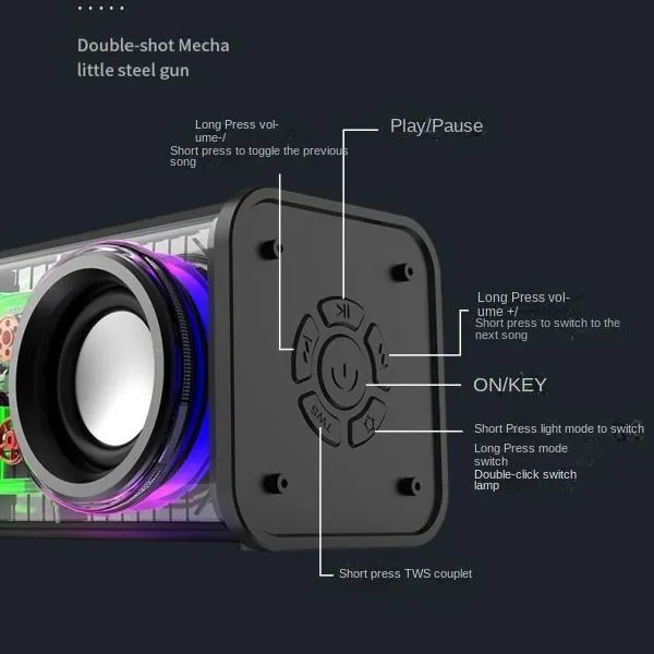 Transparent Mecha Double Sound High Sound Quality Wireless Bluetooth Audio Dazzling Light Support Tws Series