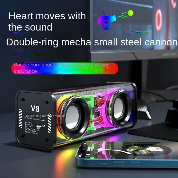Transparent Mecha Double Sound High Sound Quality Wireless Bluetooth Audio Dazzling Light Support Tws Series