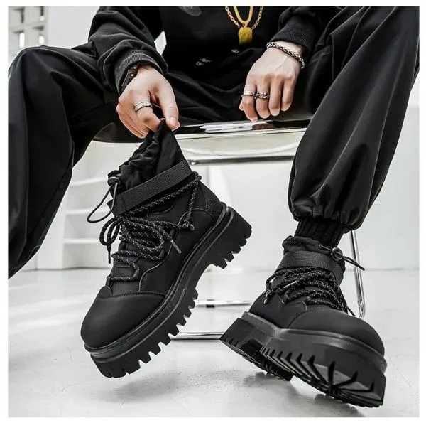 Men's Wear Resistant High Top Thick Sole Increase Outdoor Casual Fashion Platform Martens Boots Ankle & Bootie