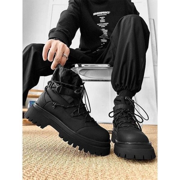 Men's Wear Resistant High Top Thick Sole Increase Outdoor Casual Fashion Platform Martens Boots Ankle & Bootie