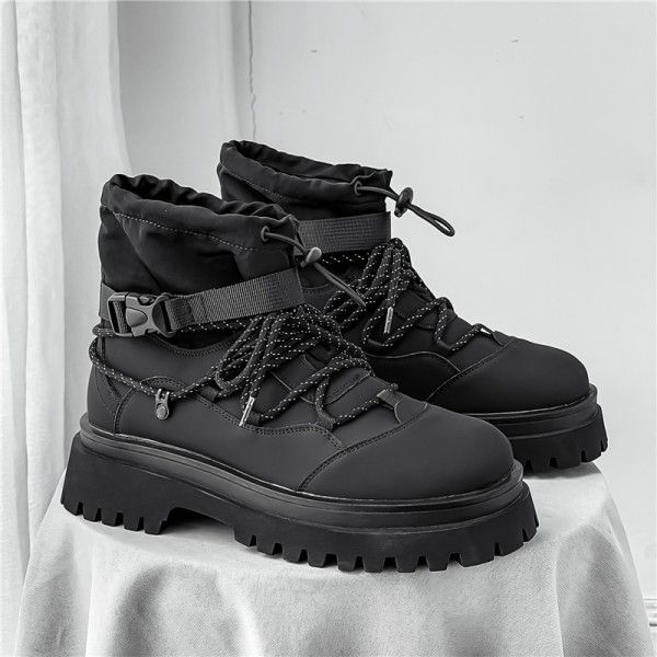 Men's Wear Resistant High Top Thick Sole Increase Outdoor Casual Fashion Platform Martens Boots Ankle & Bootie