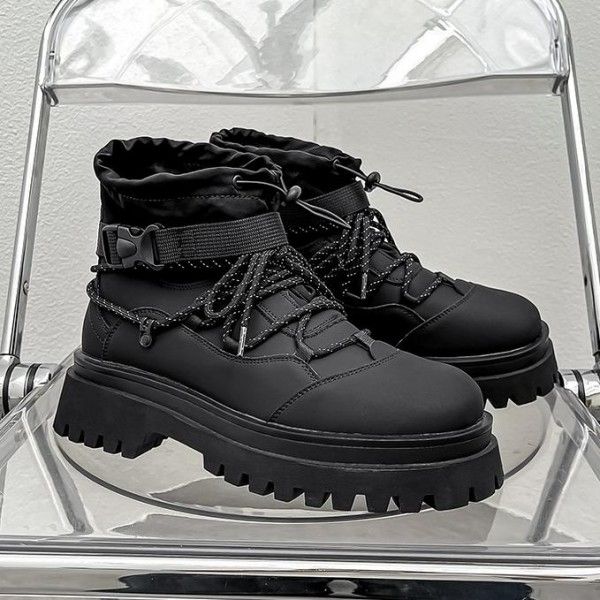 Men's Wear Resistant High Top Thick Sole Increase Outdoor Casual Fashion Platform Martens Boots Ankle & Bootie