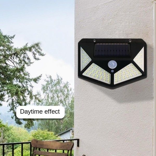 Solar Outdoor Garden Lights Human Body Sensing Four Side Household Lighting Wall Lights Porch & Patio Lights