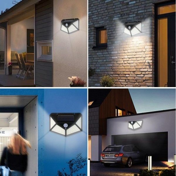 Solar Outdoor Garden Lights Human Body Sensing Four Side Household Lighting Wall Lights Porch & Patio Lights