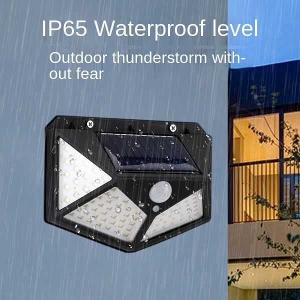 Solar Outdoor Garden Lights Human Body Sensing Four Side Household Lighting Wall Lights Porch & Patio Lights