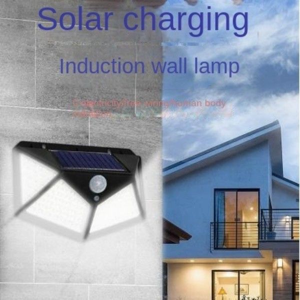 Solar Outdoor Garden Lights Human Body Sensing Four Side Household Lighting Wall Lights Porch & Patio Lights