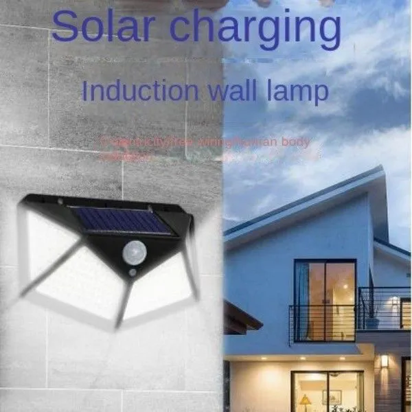 Solar Outdoor Garden Lights Human Body Sensing Four Side Household Lighting Wall Lights Porch & Patio Lights