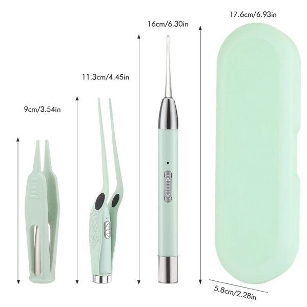 Glowing Baby Seat Belt Light Children Adult Tweezers Earscoop Set Nasal Tweezers