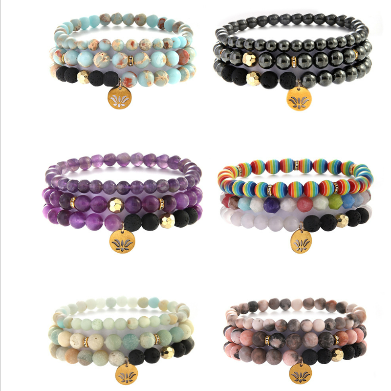 Yoga weight loss healing bracelet Fashion simple style explosive hand jewelry natural stone beaded elastic bracelet jewelry girls set bracelet