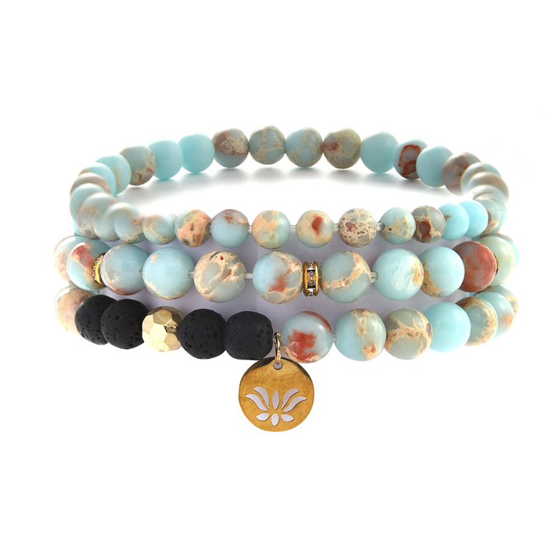 Yoga weight loss healing bracelet Fashion simple style explosive hand jewelry natural stone beaded elastic bracelet jewelry girls set bracelet