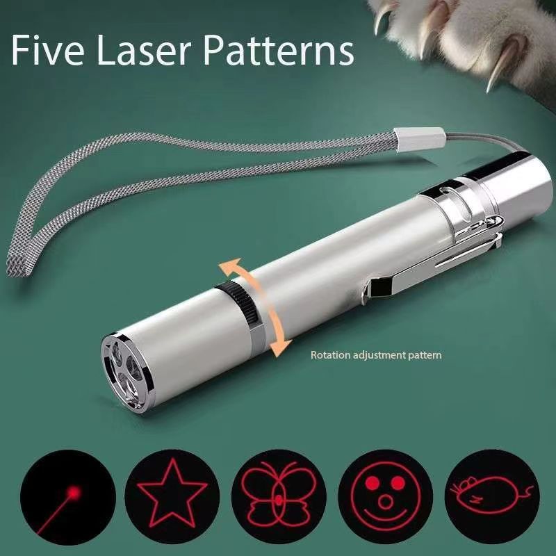 usb rechargeable Laser Pointer 7-in-1 cat-teasing stick Multi-pattern Laser Purple Light White Cat Dog Chase Pen Toy pet supplies