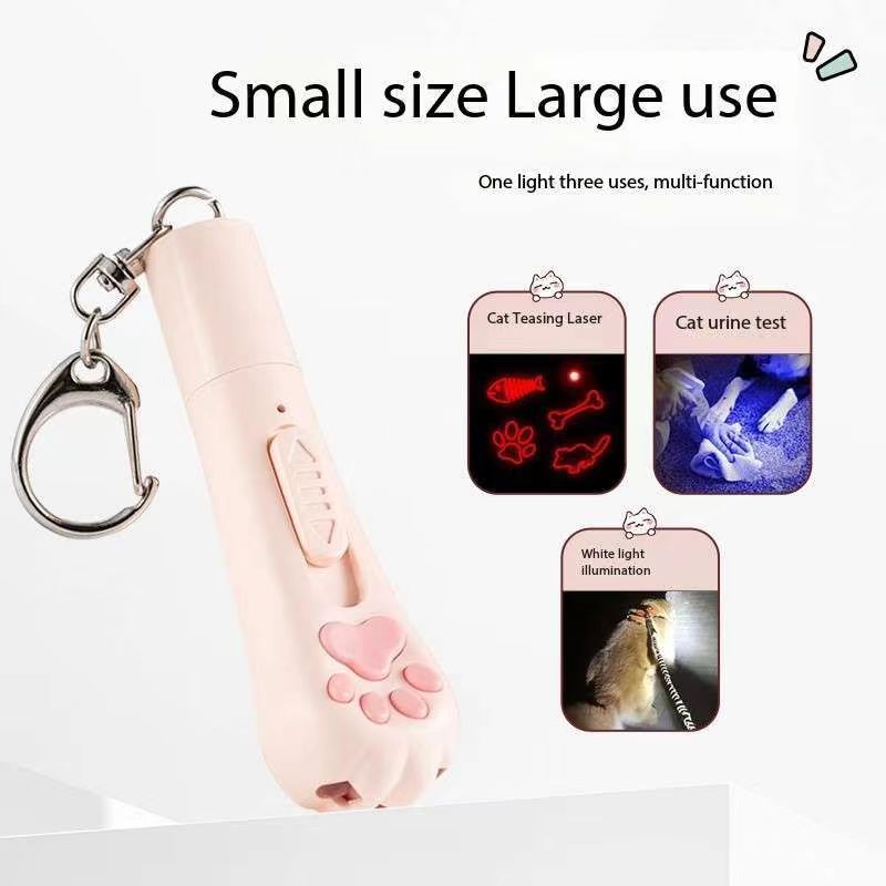 USB charging multi-function laser cat-teasing keychain can be switched pattern purple light cat urine white chase laser pointer tool